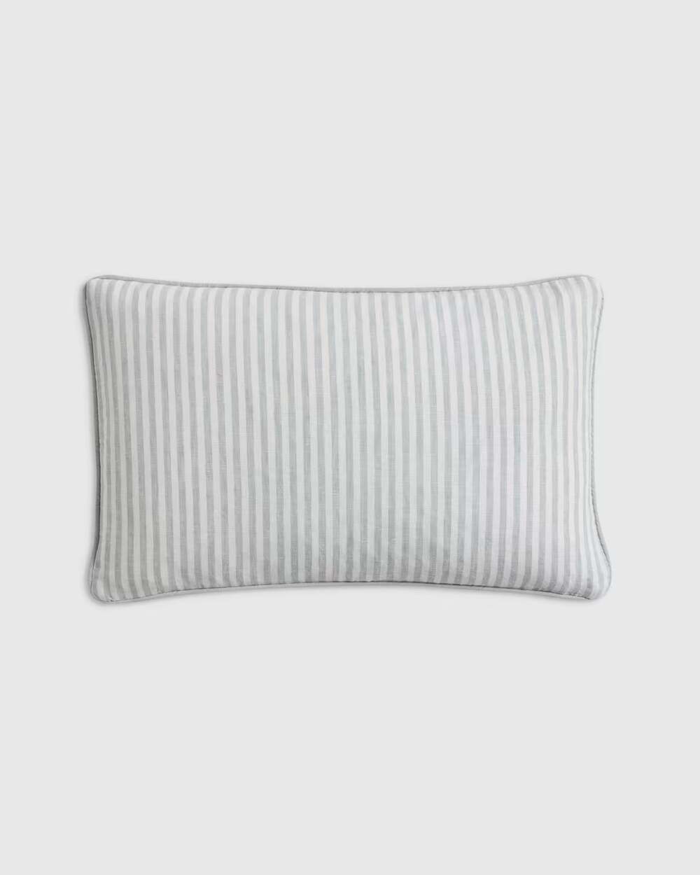 Quince Piped Linen Stripe Pillow Cover Mist White 12x20 NWOT